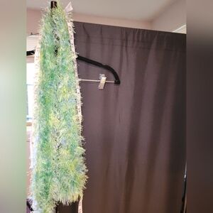 Handmade Lightweight Green and Blue Fuzzy Loose Knit Scarf